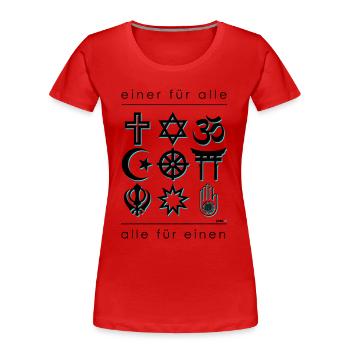 Religionen - Frauen Premium Bio T-Shirt - Rot - Vorne - Mia (176cm)