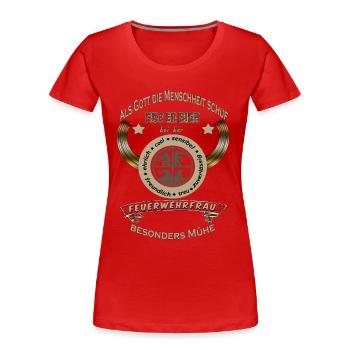 Als Gott die Menschheit - Frauen Premium Bio T-Shirt - Rot - Vorne - Mia (176cm)