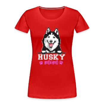 Husky Mama Hund Mama - Frauen Premium Bio T-Shirt - Rot - Vorne - Mia (176cm)