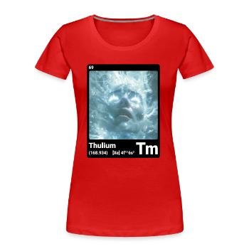 AI am Thulium (bk) - T-shirt bio Premium Femme - rouge - Devant - Mia (176cm)