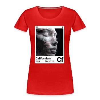 AI am Californium (at) Modezeitschrift nerdy - Frauen Premium Bio T-Shirt - Rot - Vorne - Mia (176cm)