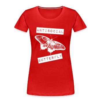 Antisozialer Schmetterling Introvertierter Jahrgang - Frauen Premium Bio T-Shirt - Rot - Vorne - Mia (176cm)