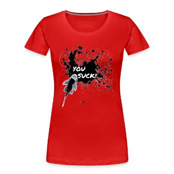 Sie saugen Pleco Keeper Sucker Fish Design - Frauen Premium Bio T-Shirt - Rot - Vorne - Mia (176cm)