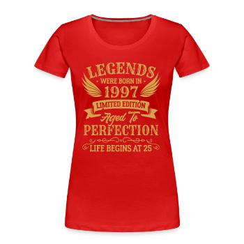 Les légendes sont nées en 1997 édition limitée - T-shirt bio Premium Femme - rouge - Devant - Mia (176cm)