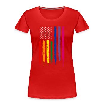 Amerikanische LGBTQ-Flagge. - Frauen Premium Bio T-Shirt - Rot - Vorne - Mia (176cm)