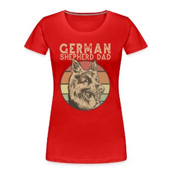 Allemand Shepard Papa Chien Propriétaire Alsacien - T-shirt bio Premium Femme - rouge - Devant - Mia (176cm)