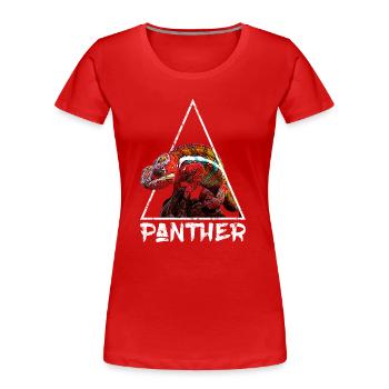 Panthère caméléon Géométrique en détresse - T-shirt bio Premium Femme - rouge - Devant - Mia (176cm)