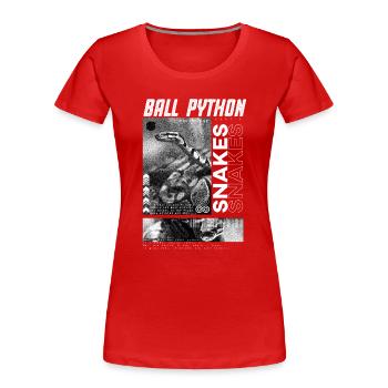 Ball Python Modern Streetwear Reptile Keeper - Women's Premium Organic T-Shirt - red - Front - Mia (176cm)