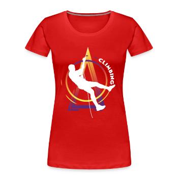 Klettern Climbing Kletterer Berge Kletterwand - Frauen Premium Bio T-Shirt - Rot - Vorne - Mia (176cm)