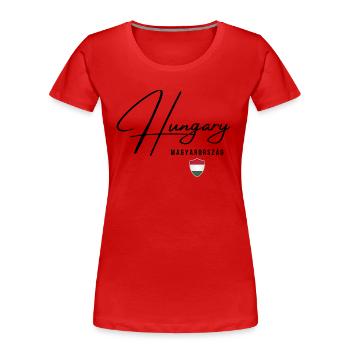 Ungarische Flagge, Ungarischer Stolz - Frauen Premium Bio T-Shirt - Rot - Vorne - Mia (176cm)