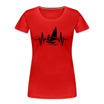 Windsurfen Herzschlag - Frauen Premium Bio T-Shirt - Rot - Vorne - Mia (176cm)