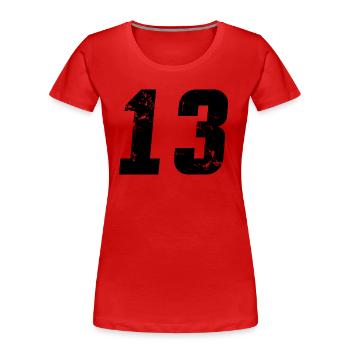 Cool Number 13 - 13 Years Old 13th Birthday Gift - Women's Premium Organic T-Shirt - red - Front - Mia (176cm)