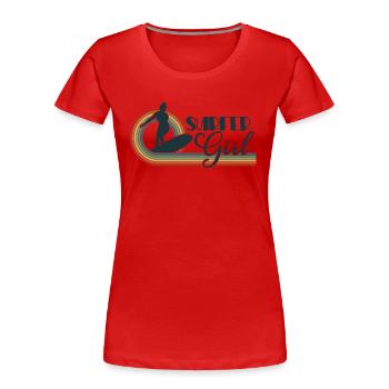 Retro Surfer Girl Surfboarder Surf Surfboarding - T-shirt bio Premium Femme - rouge - Devant - Mia (176cm)