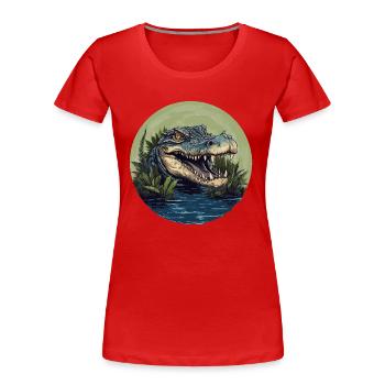 Krokodil - Frauen Premium Bio T-Shirt - Rot - Vorne - Mia (176cm)