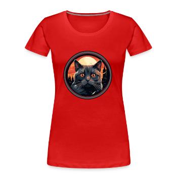 Chat Chartreux - T-shirt bio Premium Femme - rouge - Devant - Mia (176cm)