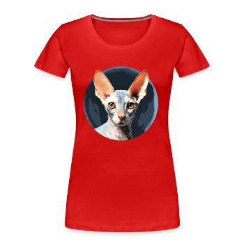 Cornish Rex Katze - Frauen Premium Bio T-Shirt - Rot - Vorne - Mia (176cm)