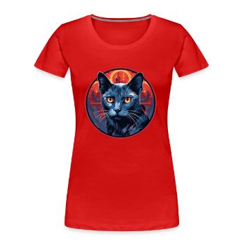 Chat bleu russe - T-shirt bio Premium Femme - rouge - Devant - Mia (176cm)
