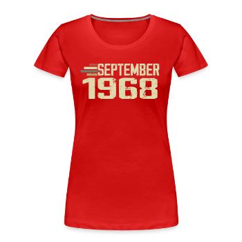 September 1968 Vintage Gift Idea September 1968 - Women's Premium Organic T-Shirt - red - Front - Mia (176cm)