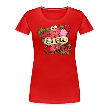 5 Rue Sésame Elmo Tattoo - T-shirt bio Premium Femme - rouge - Devant - Mia (176cm)