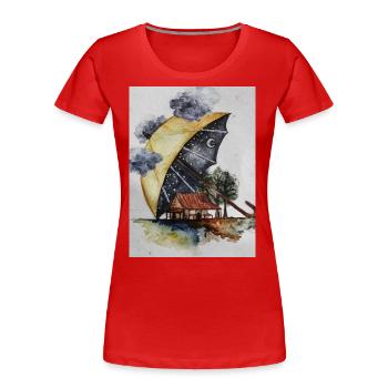 Cozy Umbrella Home à l’aquarelle - T-shirt bio Premium Femme - rouge - Devant - Mia (176cm)