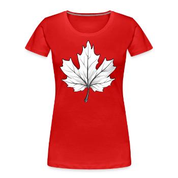 Maple Leaf Black & White - Women's Premium Organic T-Shirt - red - Front - Mia (176cm)