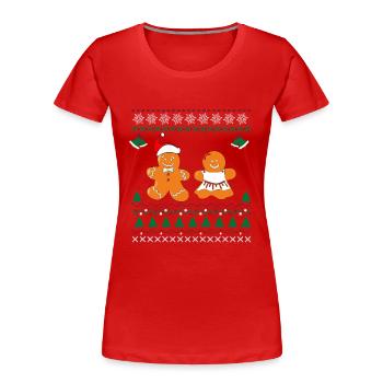 Noël en pain d'épice vilain petit cadeau de Noël - T-shirt bio Premium Femme - rouge - Devant - Mia (176cm)