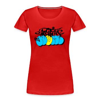 écrire mon nom - jour de bombardement des graffitis - T-shirt bio Premium Femme - rouge - Devant - Mia (176cm)