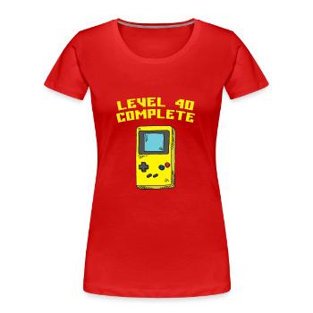 Level 40 Complete - Women's Premium Organic T-Shirt - red - Front - Mia (176cm)