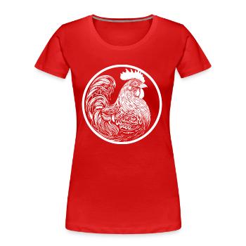Rooster - Women's Premium Organic T-Shirt - red - Front - Mia (176cm)