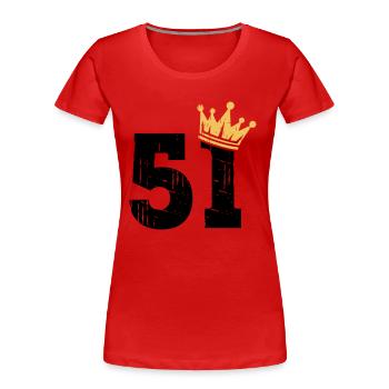 51 Crown 51e anniversaire 51 ans - T-shirt bio Premium Femme - rouge - Devant - Mia (176cm)