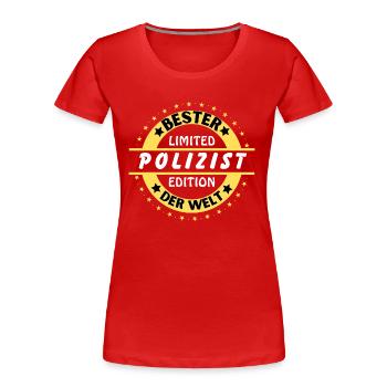 Meilleur flic du monde - T-shirt bio Premium Femme - rouge - Devant - Mia (176cm)