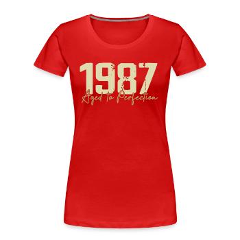 Original 1987 Retro 1987 Birthday Gift 1987 - Women's Premium Organic T-Shirt - red - Front - Mia (176cm)
