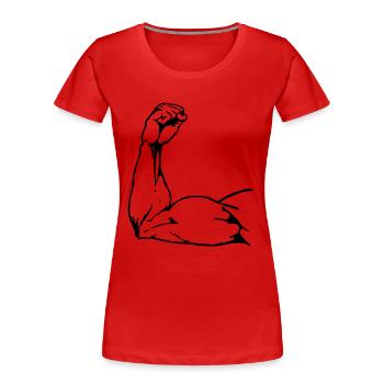 Power Arm - Frauen Premium Bio T-Shirt - Rot - Vorne - Mia (176cm)
