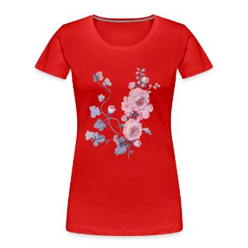 Schlichte Blumen - Frauen Premium Bio T-Shirt - Rot - Vorne - Mia (176cm)