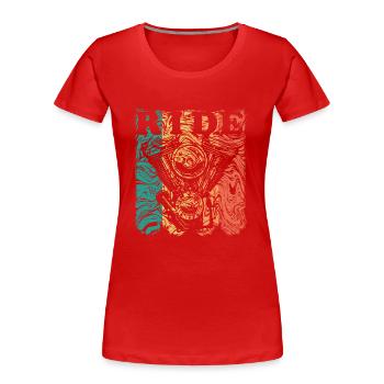 Ride Vintage - Frauen Premium Bio T-Shirt - Rot - Vorne - Mia (176cm)