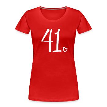 Numéro mignon 41, 41 ans, 41e cadeau d'anniversaire - T-shirt bio Premium Femme - rouge - Devant - Mia (176cm)