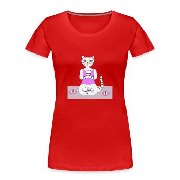 Yoga chat yoga chat bien-être détente - T-shirt bio Premium Femme - rouge - Devant - Mia (176cm)
