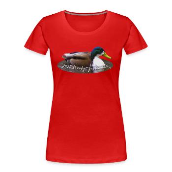 just lovely just cute - Frauen Premium Bio T-Shirt - Rot - Vorne - Mia (176cm)