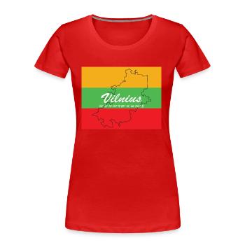 Vilnius - Hauptstadt mit GPS & Flagge - Frauen Premium Bio T-Shirt - Rot - Vorne - Mia (176cm)
