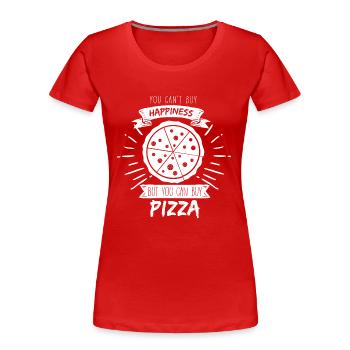 Happy Pizza - Frauen Premium Bio T-Shirt - Rot - Vorne - Mia (176cm)