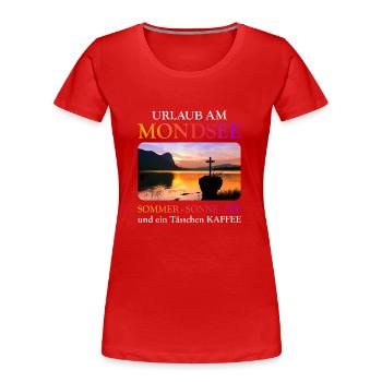 Mondsee Summer - Women's Premium Organic T-Shirt - red - Front - Mia (176cm)