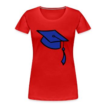 college, graduation, cap, trains, University of, - Women's Premium Organic T-Shirt - red - Front - Mia (176cm)