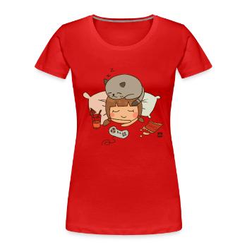 Perfektes Wochenende - Frauen Premium Bio T-Shirt - Rot - Vorne - Mia (176cm)