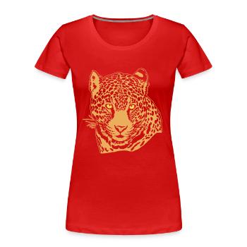 Jaguar Face Graphic Cool Big Cat Wild Animal Lover - Women's Premium Organic T-Shirt - red - Front - Mia (176cm)