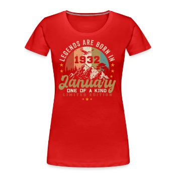 Januar Jahrgang 1932 92.Geburtstag Geschenk - Frauen Premium Bio T-Shirt - Rot - Vorne - Mia (176cm)