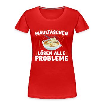 Maultaschen Sprüche | Schwaben Ländle Geschenkidee - Frauen Premium Bio T-Shirt - Rot - Vorne - Mia (176cm)
