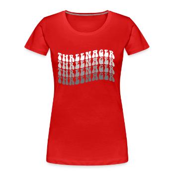 3 Years Old Threenager Boys Girls 3rd Birthday - Women's Premium Organic T-Shirt - red - Front - Mia (176cm)