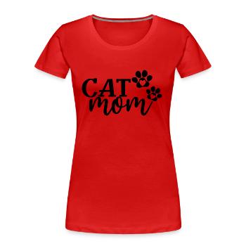 Cat Mom - Cute Paws Cat Lover Maman Propriétaire de chat - T-shirt bio Premium Femme - rouge - Devant - Mia (176cm)