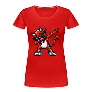 Dabbing Devil - Frauen Premium Bio T-Shirt - Rot - Vorne - Mia (176cm)