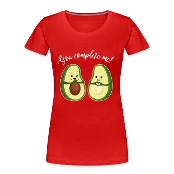 you complete me - Avocado Paar Liebe Valentinstag - Frauen Premium Bio T-Shirt - Rot - Vorne - Mia (176cm)